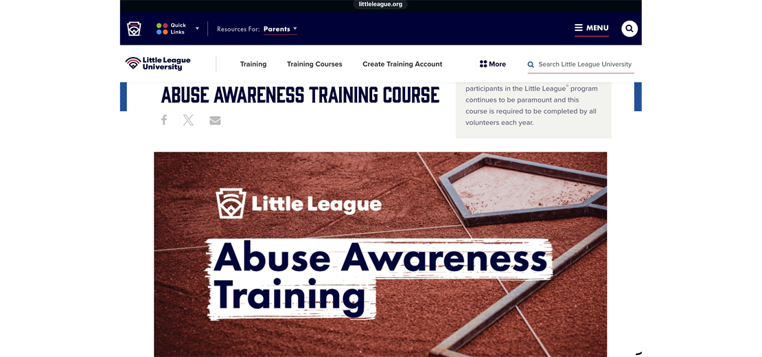 Little League Abuse Training Course